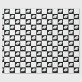 Black White Geruit Restaurant Chef Verjaardag Cadeaupapier (Vlak)