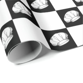 Black White Geruit Restaurant Chef Verjaardag Cadeaupapier