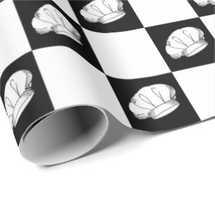 Black White Geruit Restaurant Chef Verjaardag Cadeaupapier