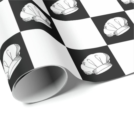 Black White Geruit Restaurant Chef Verjaardag Cadeaupapier (Rol Hoek)