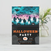 Black & White Ghosts begraafplaats Creepy Sky Hall Kaart (Staand voorkant)