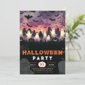 Black & White Ghosts begraafplaats Creepy Sky Hall Kaart (Staand voorkant)