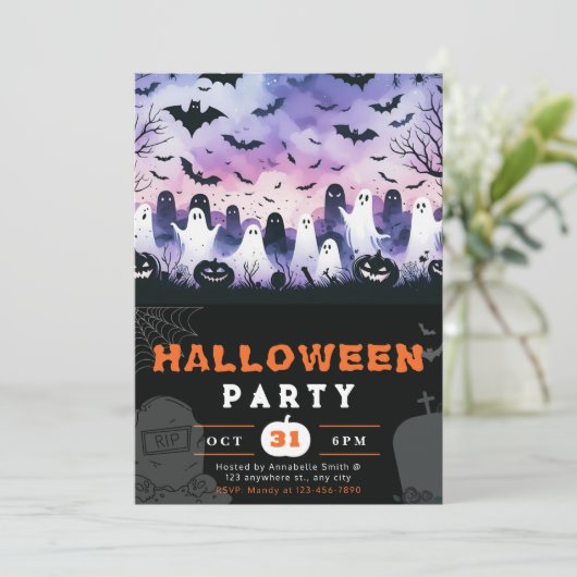 Black & White Ghosts begraafplaats Creepy Sky Hall Kaart (Staand voorkant)