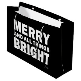 Black & White Gift Bag | Merry & All Things Bright Groot Cadeauzakje
