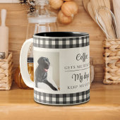 Black White Gingham 2 Hond Foto Tweekleurige Koffiemok