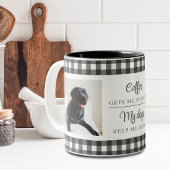 Black White Gingham 2 Hond Foto Tweekleurige Koffiemok