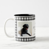 Black White Gingham 2 Hond Foto Tweekleurige Koffiemok (Links)