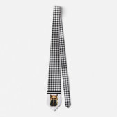 Black & White Gingham Abstracte Fox stropdas (Voorkant)
