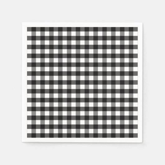 Black White Gingham Check Patroon Servetten (Voorkant)