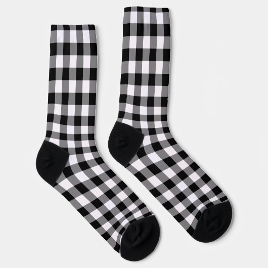 Black White Gingham Check Patroon Sokken (Rechts)