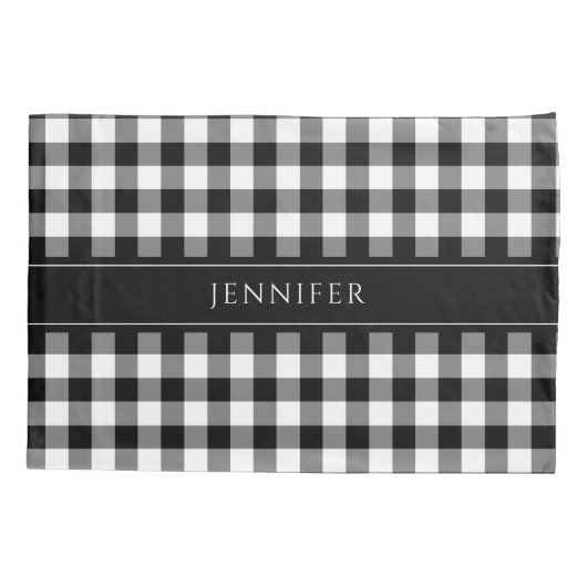 Black & White Gingham Farmhouse Pattern Name Pil Kussensloop (Achterkant)
