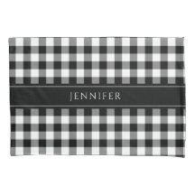 Black & White Gingham Farmhouse Pattern Name Pil