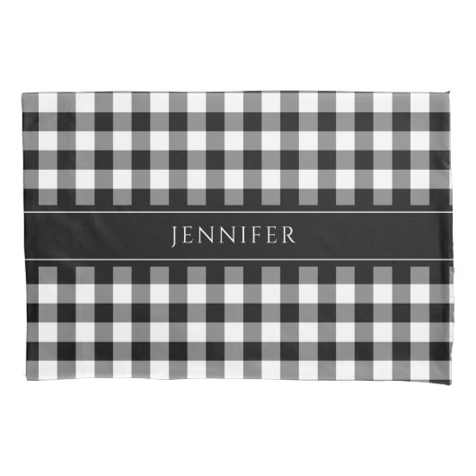 Black & White Gingham Farmhouse Pattern Name Pil Kussensloop (Voorkant)
