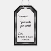 Black-White Gingham-HANG/GIFT LABEL SJABLOON 1 Cadeaulabel (Voorkant)