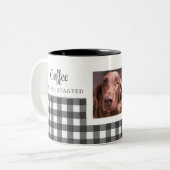 Black White Gingham Hond Foto Tweekleurige Koffiemok (Voorkant links)