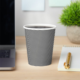 Black-White Gingham-PAPER PARTY CUPS Papieren Bekers