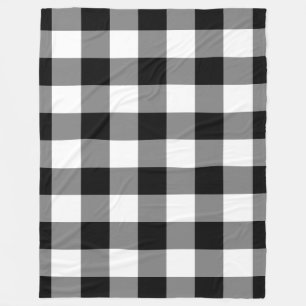 Black White Gingham Pattern Bufallo Check Fleece Deken