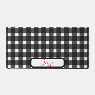 Black White Gingham Pattern Bureaumat