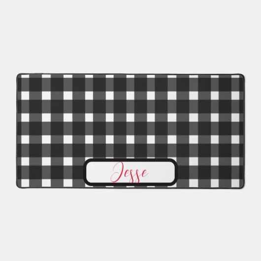 Black White Gingham Pattern Bureaumat (Voorkant)