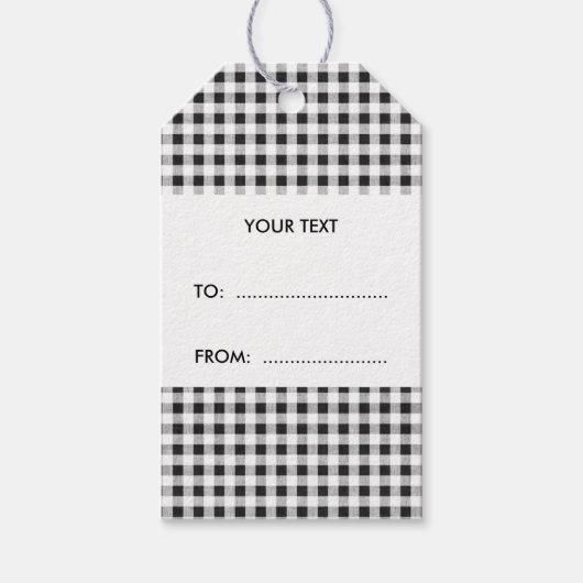 Black White Gingham Pattern Cadeaulabel (Voorkant)
