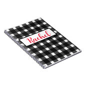 Black White Gingham Persoonlijk Notitieboek (Rechterzijde)