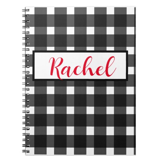Black White Gingham Persoonlijk Notitieboek (Voorkant)
