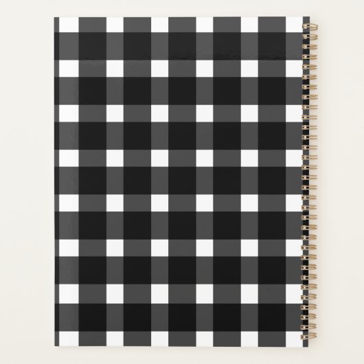 Black White Gingham Persoonlijk Planner (Achterkant)