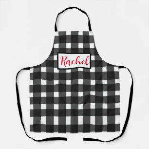 Black White Gingham Persoonlijk Schort