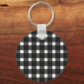 Black White Gingham Persoonlijk Sleutelhanger (Achterkant)