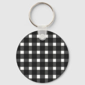 Black White Gingham Persoonlijk Sleutelhanger (Achterkant)