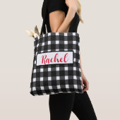 Black White Gingham Persoonlijke Canvas tas (Dichtbij)