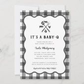 Black White Gingham Plaid Baby Q Baby shower Kaart (Voorkant)