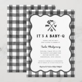 Black White Gingham Plaid Baby Q Baby shower Kaart (Voorkant / Achterkant)