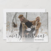 Black White Gingham Pset Photo Merry Kerstry Feestdagenkaart (Voorkant)