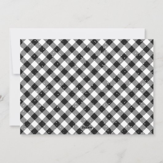 Black White Gingham Pset Photo Merry Kerstry Feestdagenkaart (Achterkant)