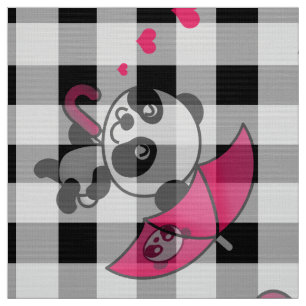 Black White Gingham Stof