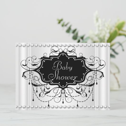 Black White Girl of Boy Baby shower Baby Kaart (Staand voorkant)