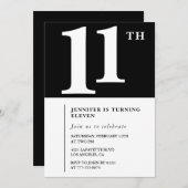 Black White Girls 11e verjaardag uitnodiging Chic (Voorkant / Achterkant)