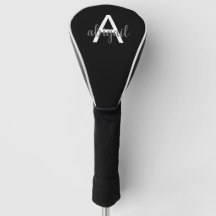 Black White Girly Golf Club Modern Monogram Naam