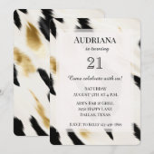 Black White Glam Gold Koeienhuid Westerne Verjaard Kaart (Voorkant / Achterkant)