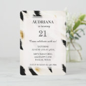 Black White Glam Gold Koeienhuid Westerne Verjaard Kaart (Staand voorkant)