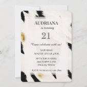 Black White Glam Gold Koeienhuid Westerne Verjaard Kaart (Voorkant)