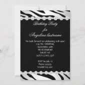 Black White Glamour Night Zebra Glitter Hiel Kaart (Achterkant)