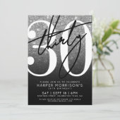 Black White Glitter 30e verjaardag Kaart (Staand voorkant)