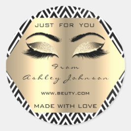 Black White Glitter Champaigne Gold met liefde Ronde Sticker