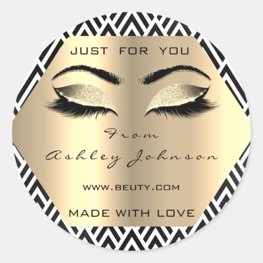 Black White Glitter Champaigne Gold met liefde Ronde Sticker (Voorkant)