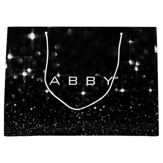 Black White Glitter Favor Gift Abby Spark Groot Cadeauzakje (Voorkant)