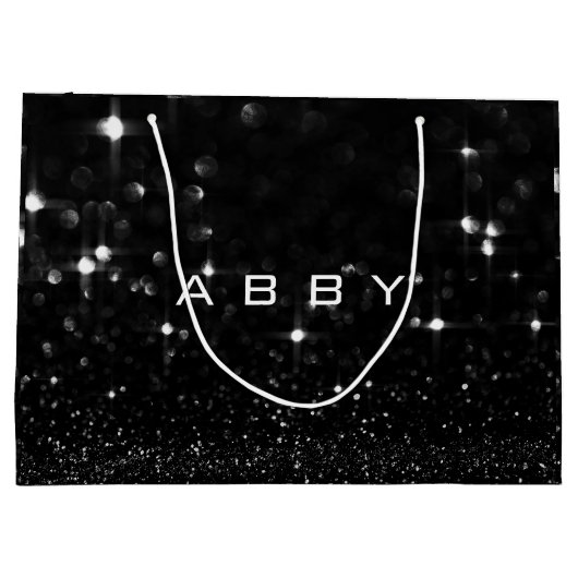 Black White Glitter Favor Gift Abby Spark Groot Cadeauzakje (Achterkant)