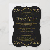 Black, White, Gold 65th Photo Birthday Invitation Kaart (Achterkant)
