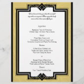 Black White Gold Art Deco Lijst Wedding Menu (Voorkant)